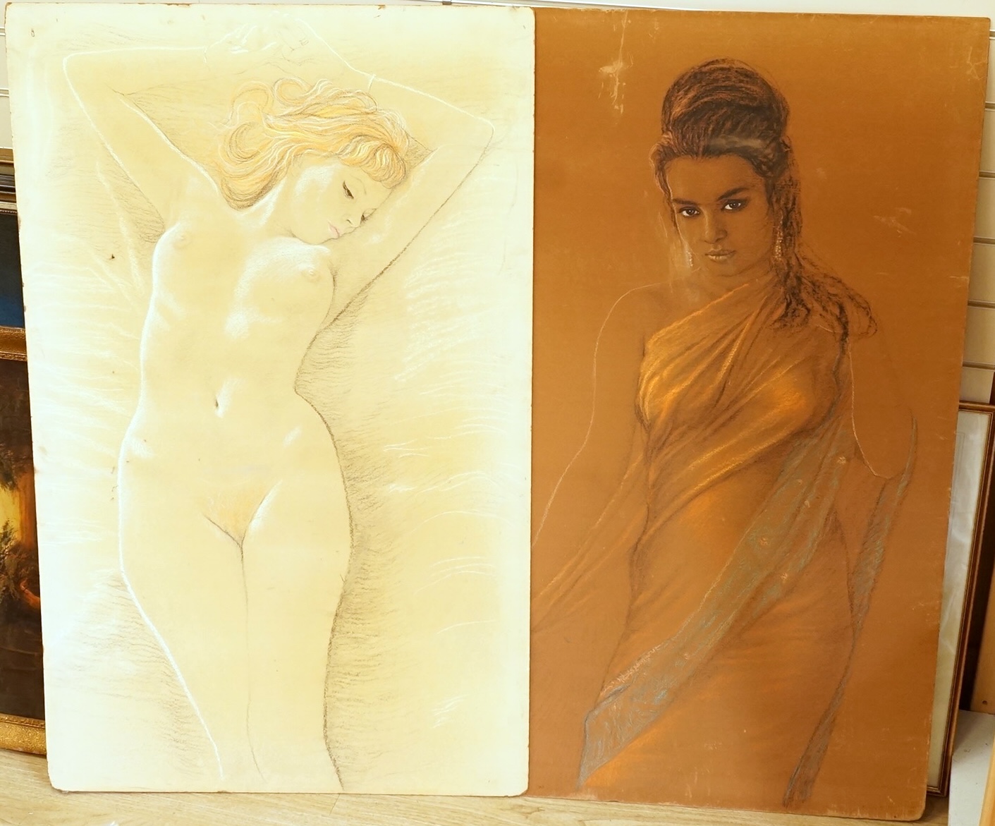 Valda Bailey (Contemporary), figural head study and one other, two colour prints, one on metal, largest 41 x 27cm
